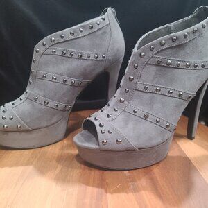 Sexy suede stiletto heels with shiny black  metal studs studs 8.5 - 9